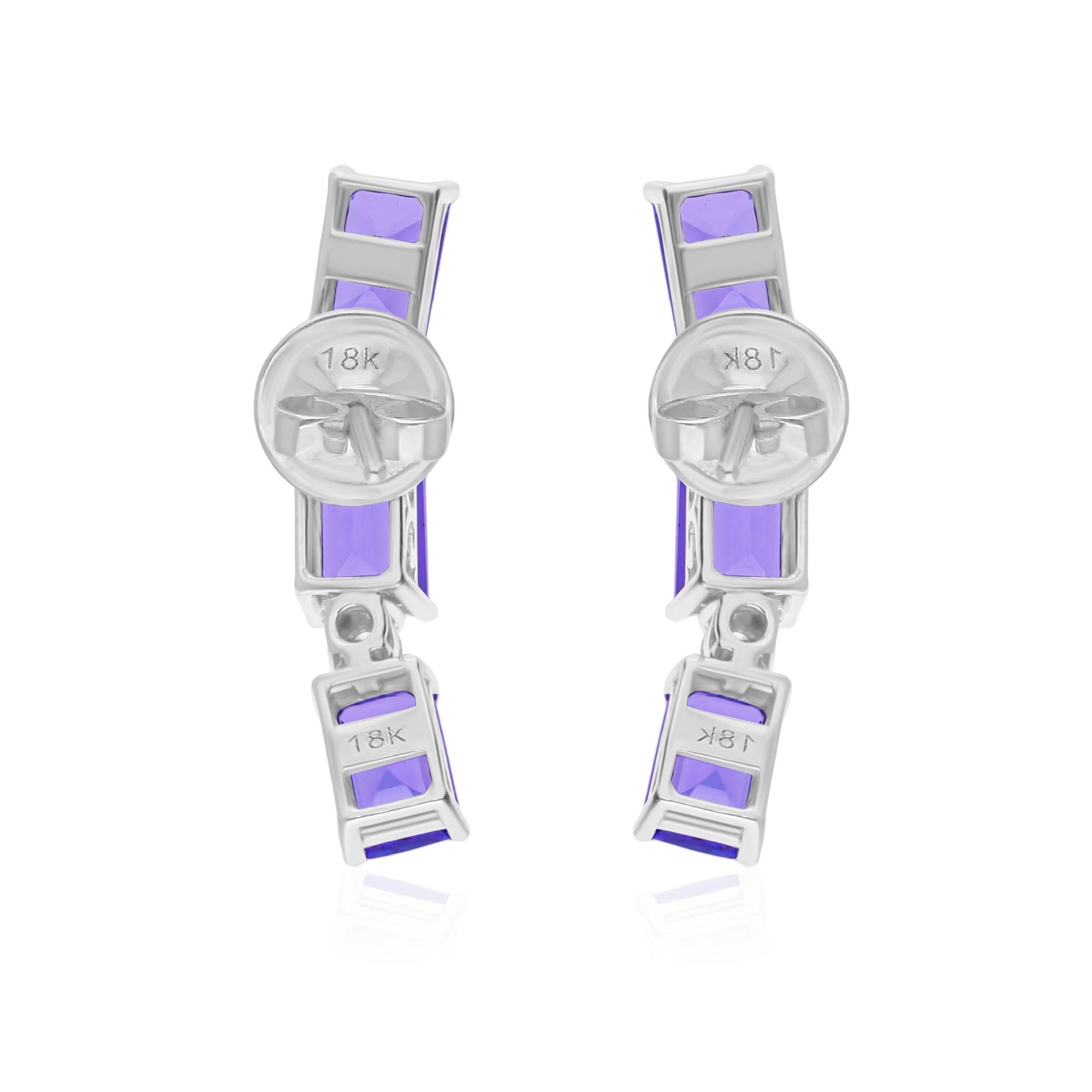 Ottagono Orecchini di tanzanite da 4,2 carati Diamante SI/H da 0,21 carati Gioielli in oro bianco 14 carati in vendita