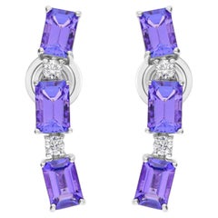 Orecchini di tanzanite da 4,2 carati 0,21 carati SI/H di diamanti in oro bianco da 18 carati