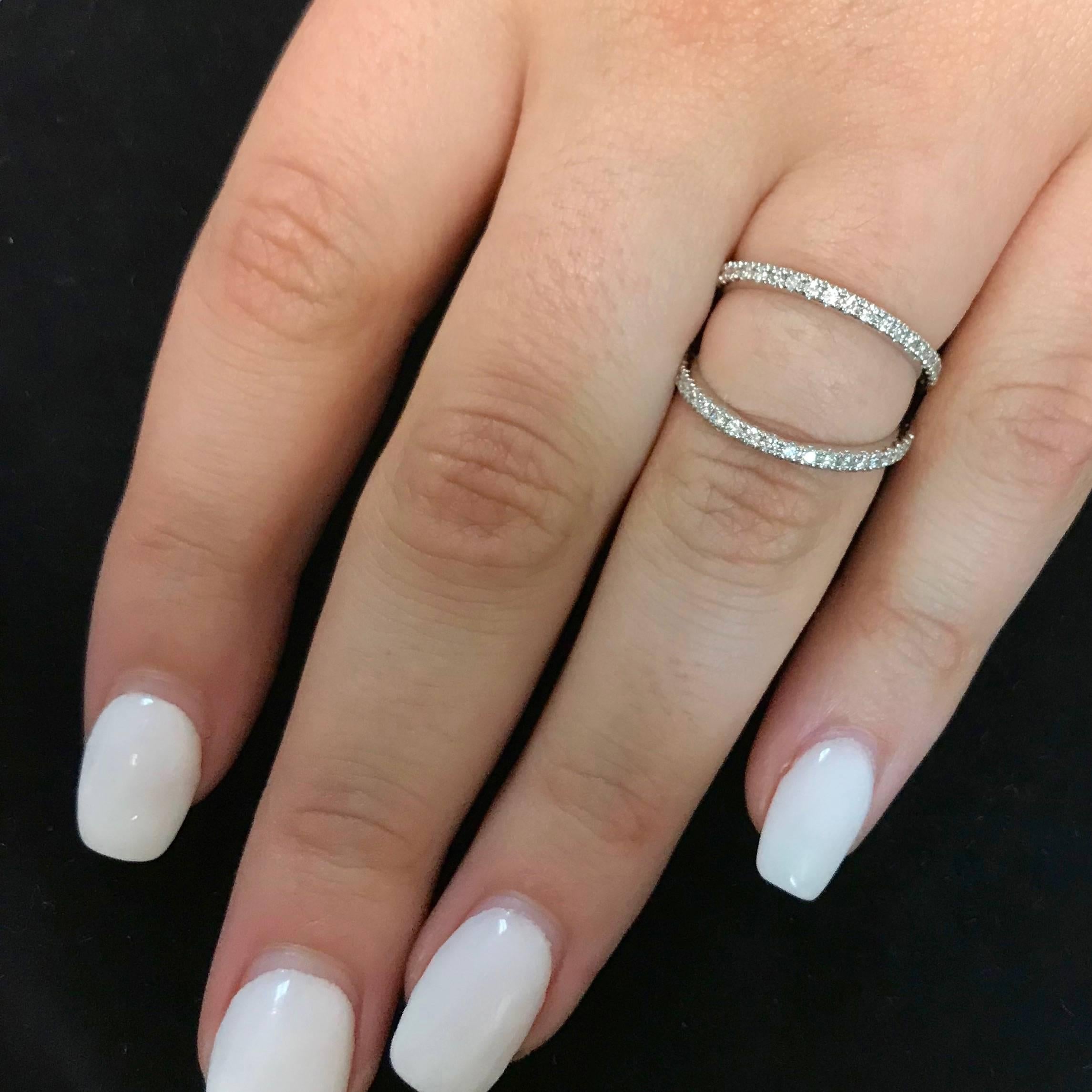 Material: 14k White Gold 
Center Stone Details: 0.42 Carat White Diamonds Clarity: SI1-SI2 / Color: H-I
Ring Size: Size 6. Alberto offers complimentary sizing on all rings.

Fine one-of-a-kind craftsmanship meets incredible quality in this