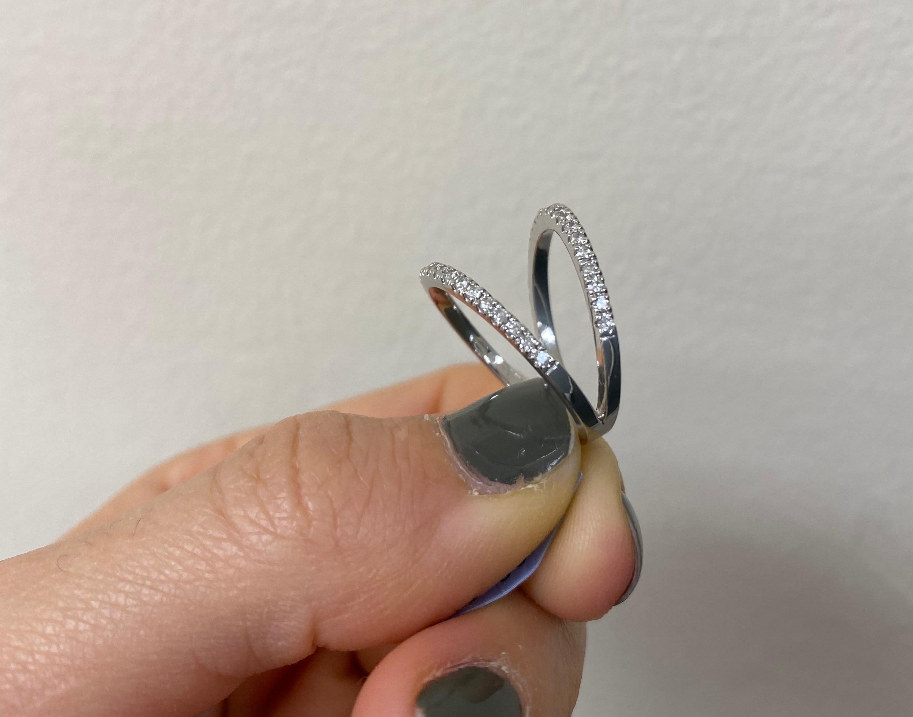 .42 Carat White Diamond Double Band Split Open Shank 14K White Gold  In New Condition In GREAT NECK, NY