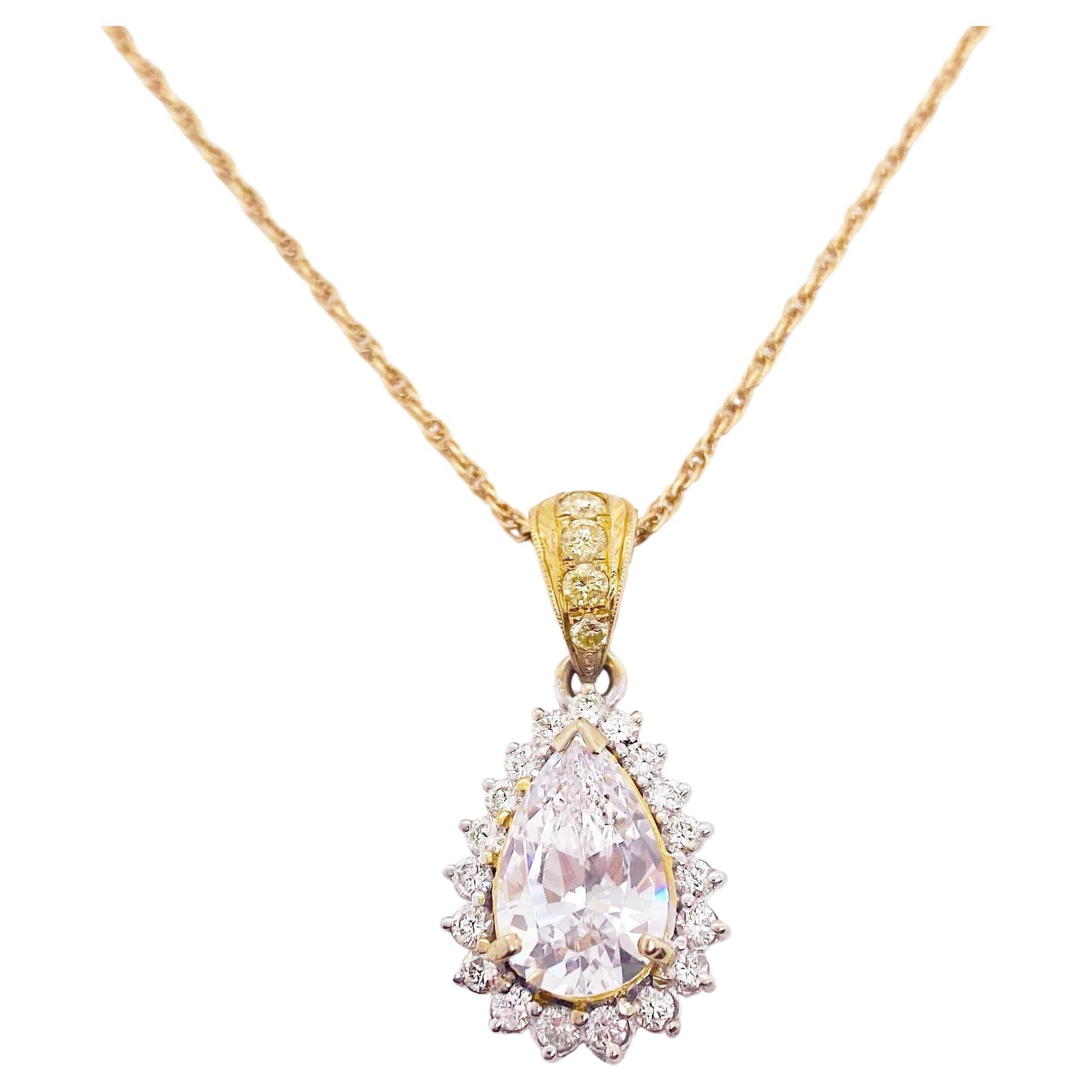Collar Colgante Diamante Blanco y Amarillo 4,2 Quilates Oro Amarillo 18K