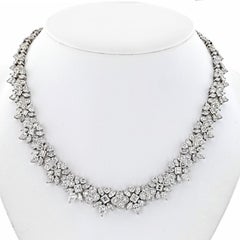 42 Carats Diamond Snowflake Platinum Necklace