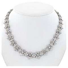 42 Carats Diamond Snowflake Platinum Necklace 