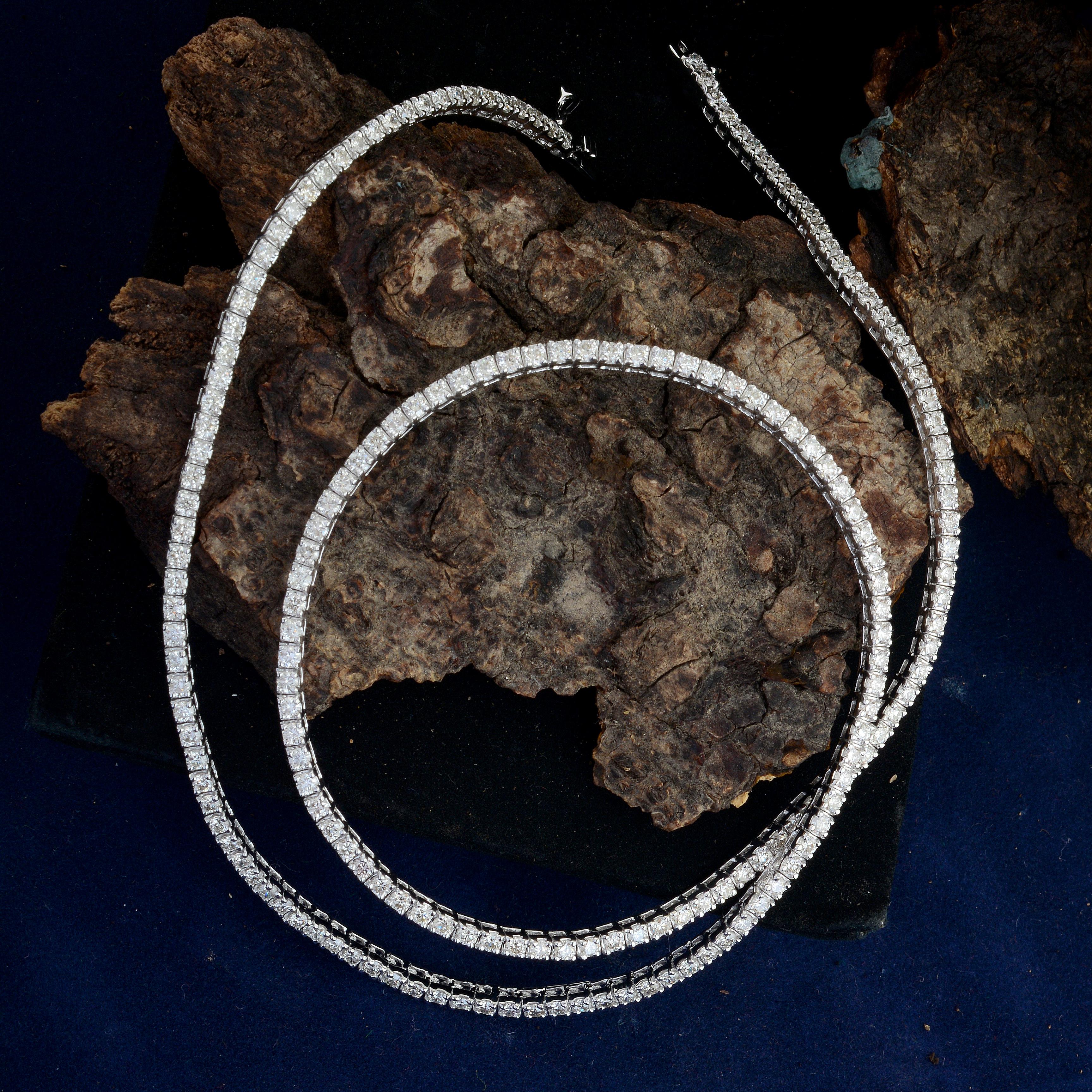 Modern 4.2 Carats SI/H Round Brilliant Cut Diamond Tennis Chain 14k White Gold Necklace