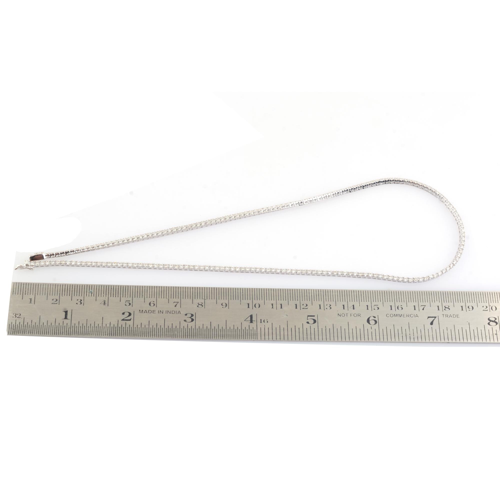4.2 Carats SI/H Round Brilliant Cut Diamond Tennis Chain 14k White Gold Necklace In New Condition For Sale In Diera, Dubai
