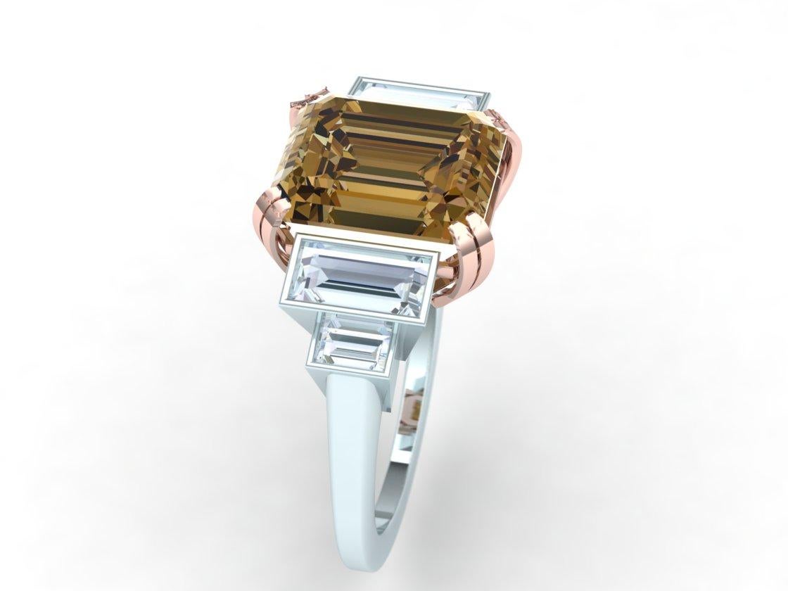Modern Solitaire, Rare Fancy 2 Ct, GIA Brown Diamond,  White Rose Gold Diamond Ring