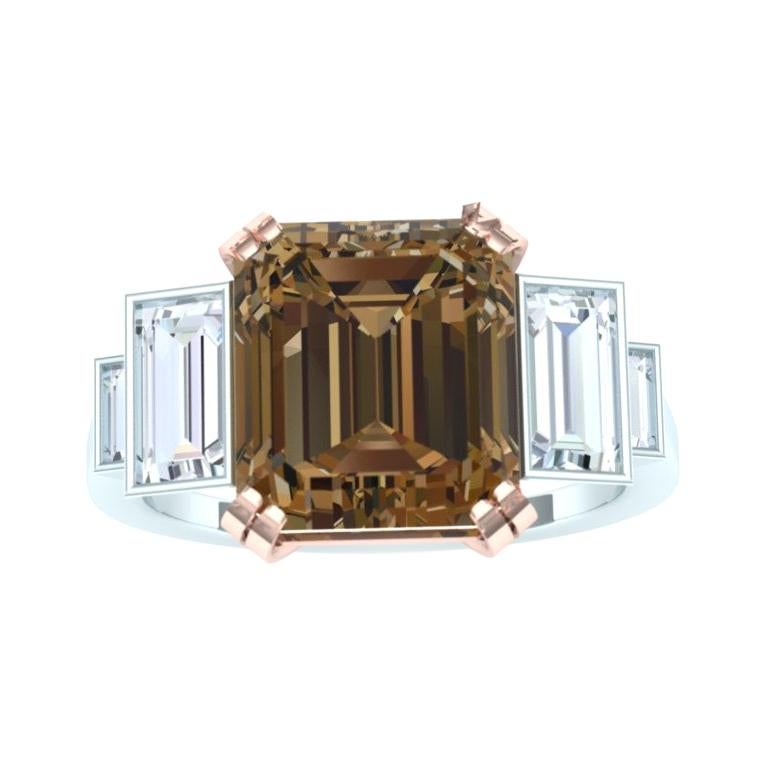 Solitaire, Rare Fancy 2 Ct, GIA Brown Diamond,  White Rose Gold Diamond Ring