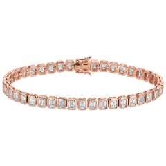 Anita Ko 42 Emerald Cut Bezel Diamond Tennis Bracelet In 18K Rose Gold
