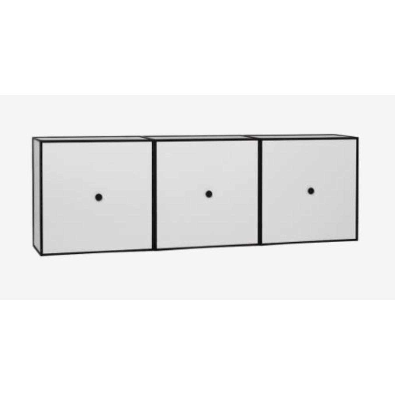 42 light grey frame view box by Lassen
Dimensions: D 126 x W 21 x H 42 cm 
Materials: Finér, Melamin, Melamine, Metal, Veneer
Also available in different colours and dimensions. 
Weight: 22.80 Kg

By Lassen is a Danish design brand focused on
