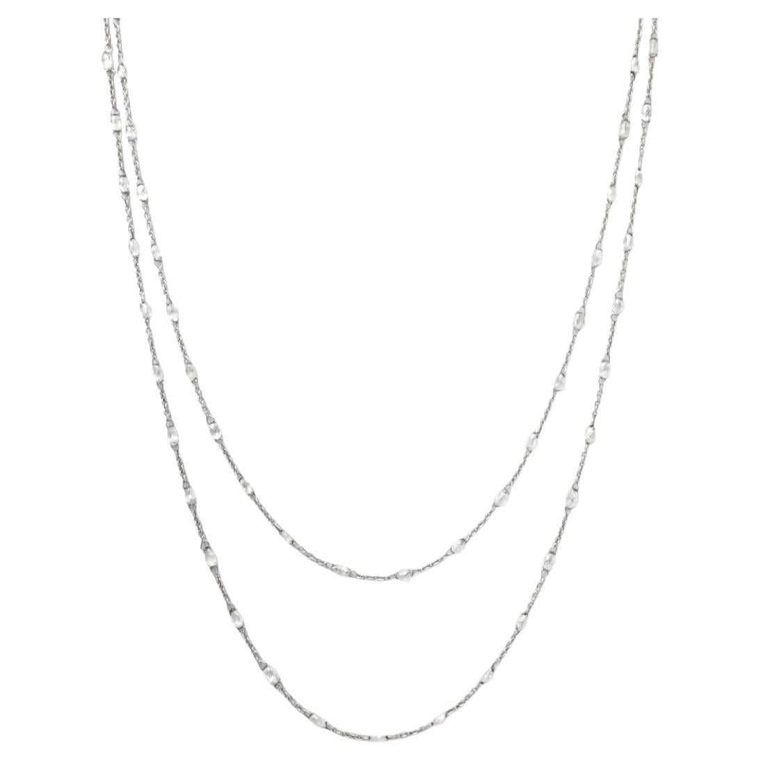 Collier de 42" en or blanc 18 carats, diamant naturel blanc (13.00ct)