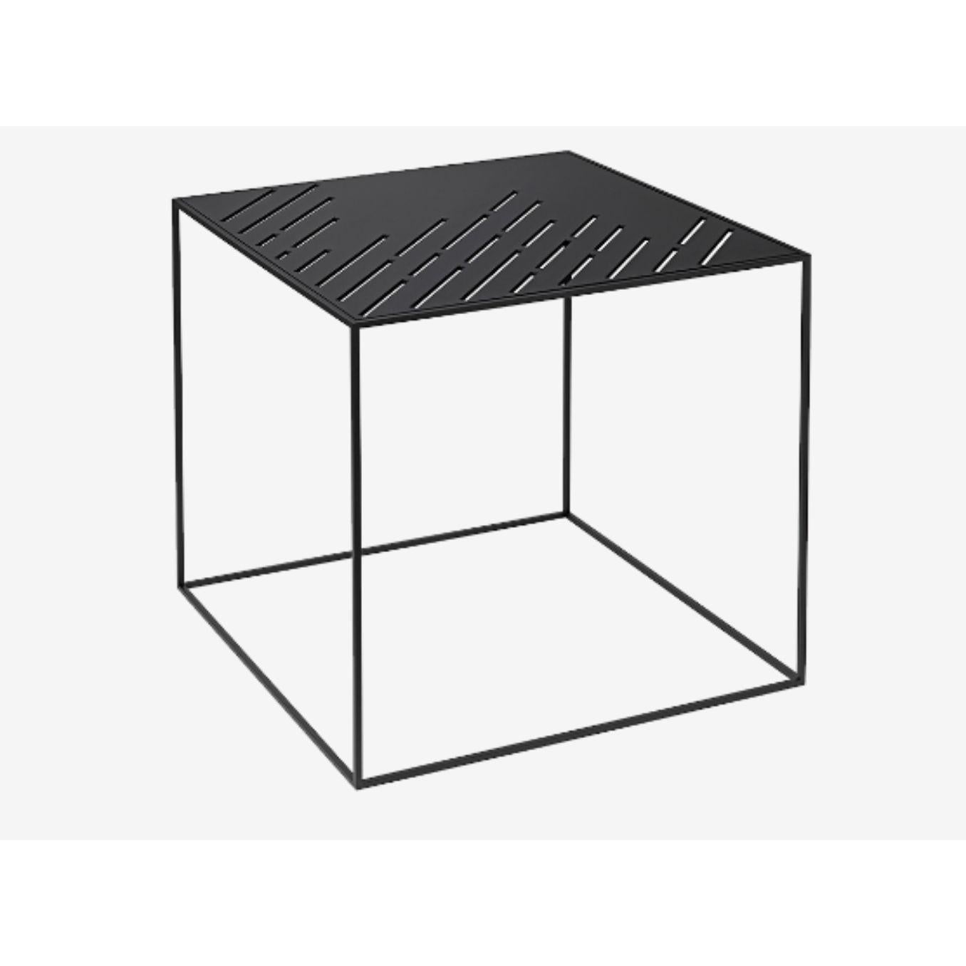 42 Perforated twin table by Lassen
Dimensions: w 42 x d 42 x h 0.5 cm 
Materials: Finér, Melamin, Melamin, Melamine, Metal, Veneer, Oak
Also available in different colors and dimensions. 

With an uncomplicated simplicity and a fond reference