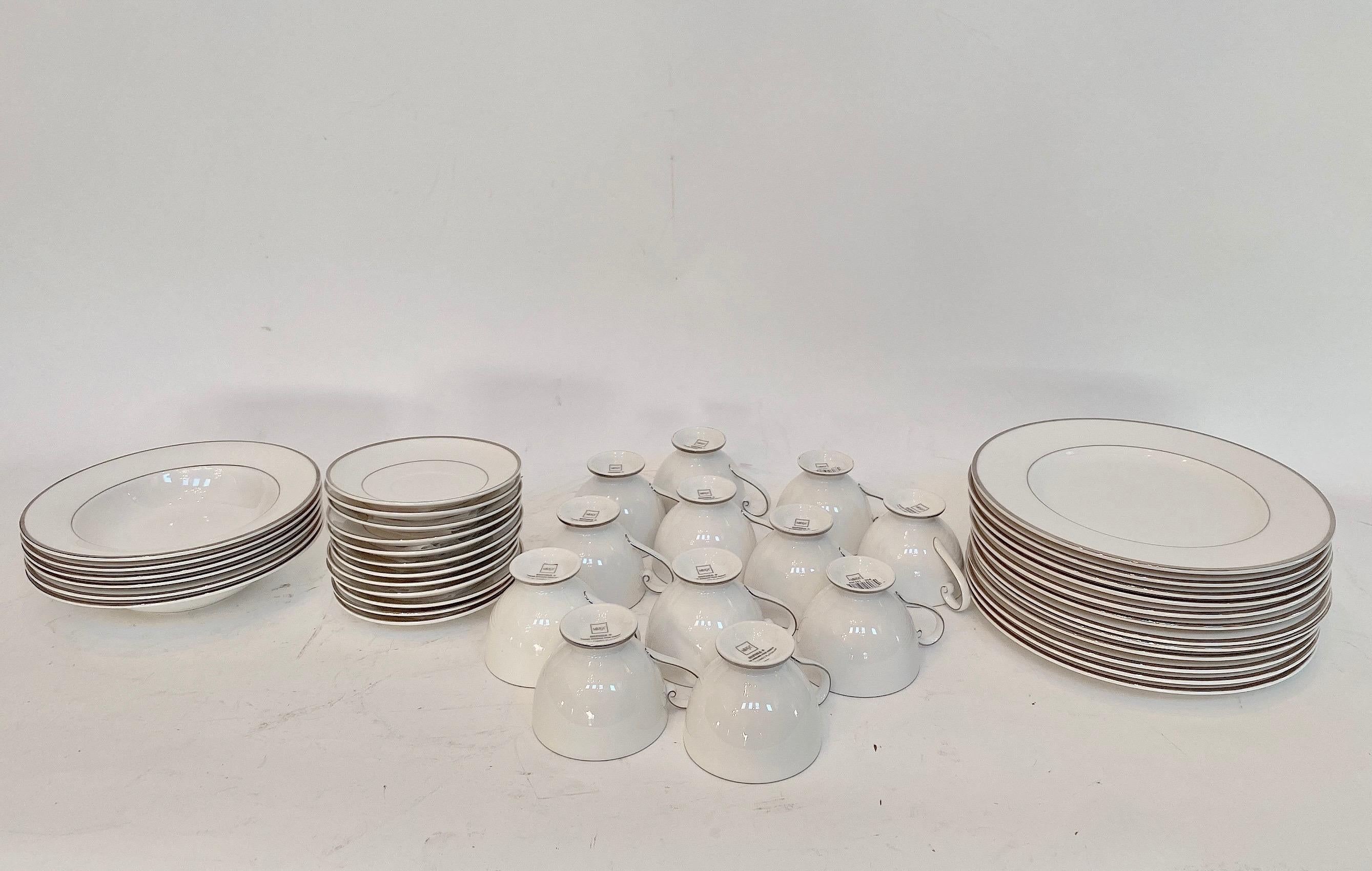 42 Pieces Mikasa Ultima and Super Strong Silver Grey White Fine China Cameo For Sale 2