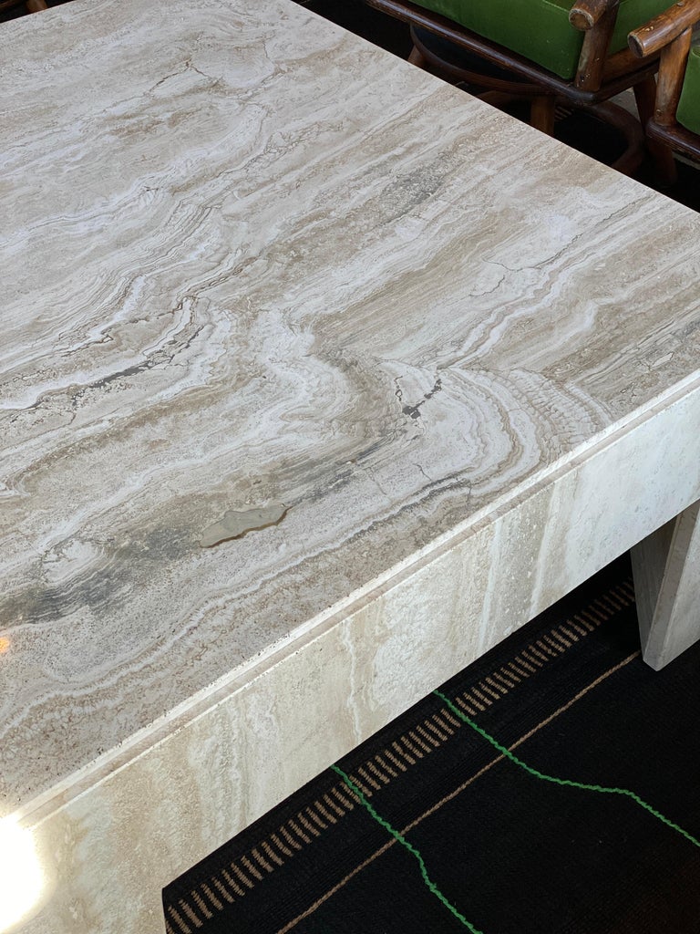 Square Travertine Cocktail Table at 1stDibs