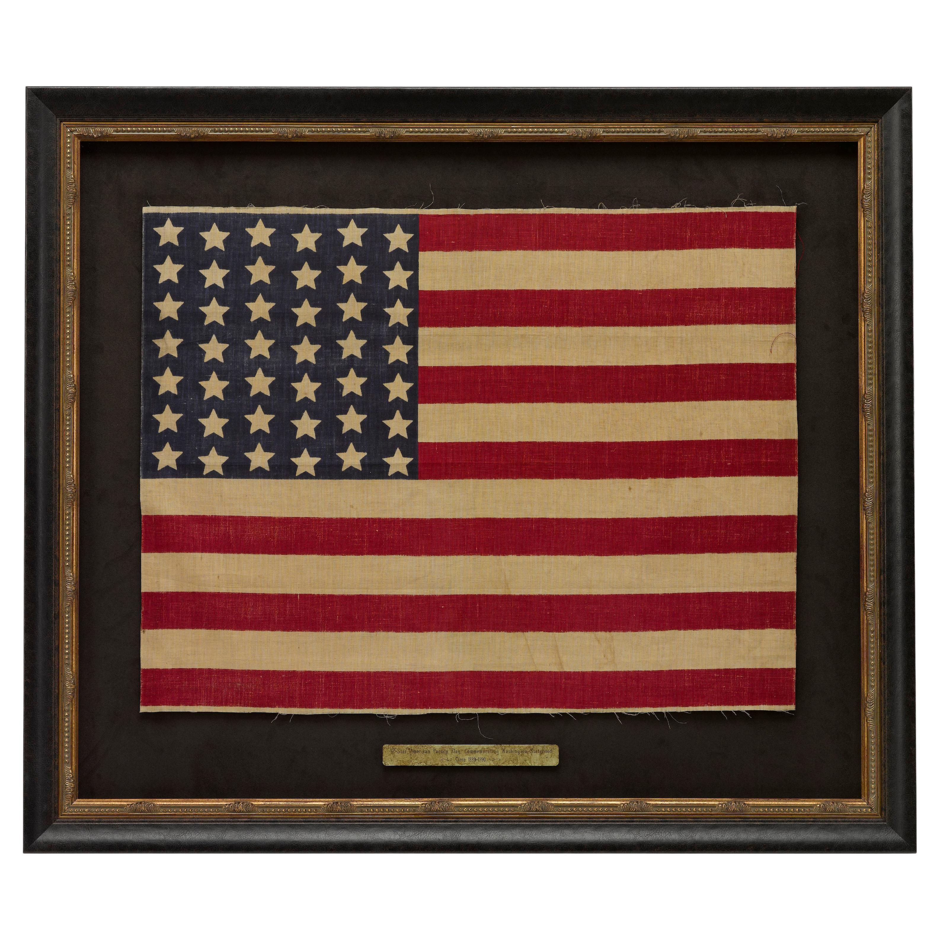 Drapeau de parade américain à 42 étoiles, commémorant l
accession à l
État de Washington, 1889