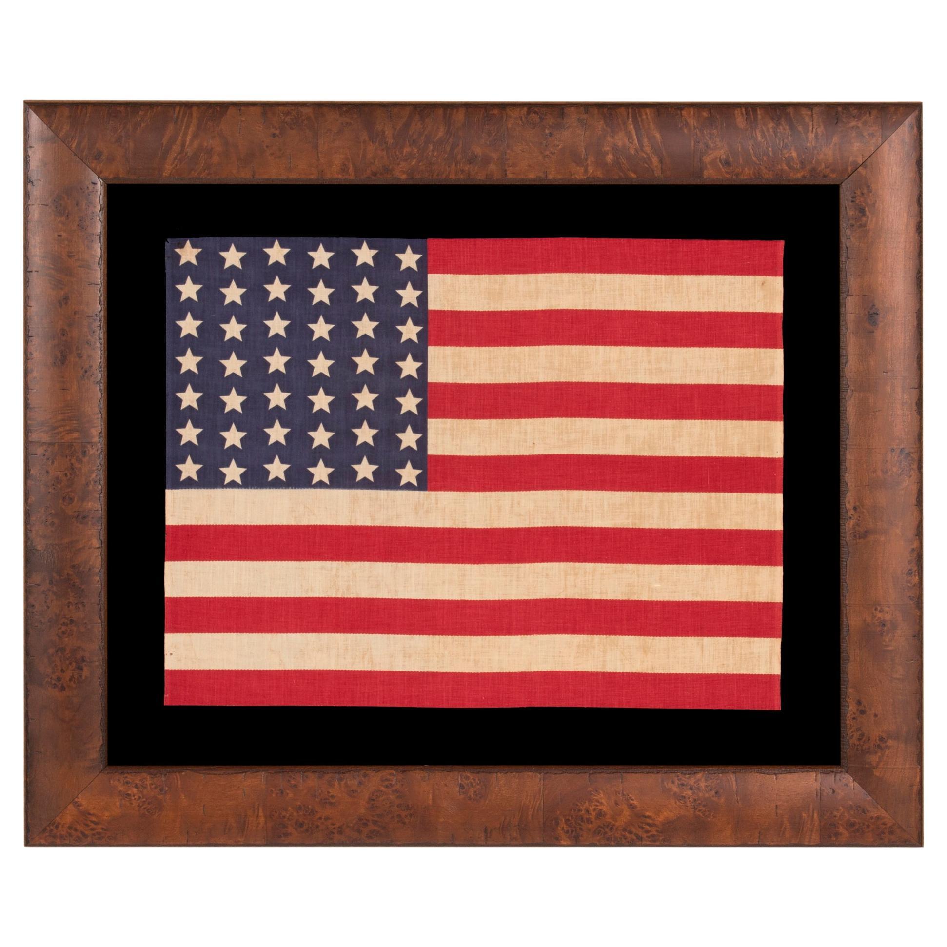 42 Star Antique American Flag with Stars in a Wave Configuration circa 1889-1890