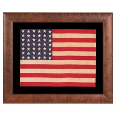 42 Star Antique American Flag with Stars in a Wave Configuration circa 1889-1890