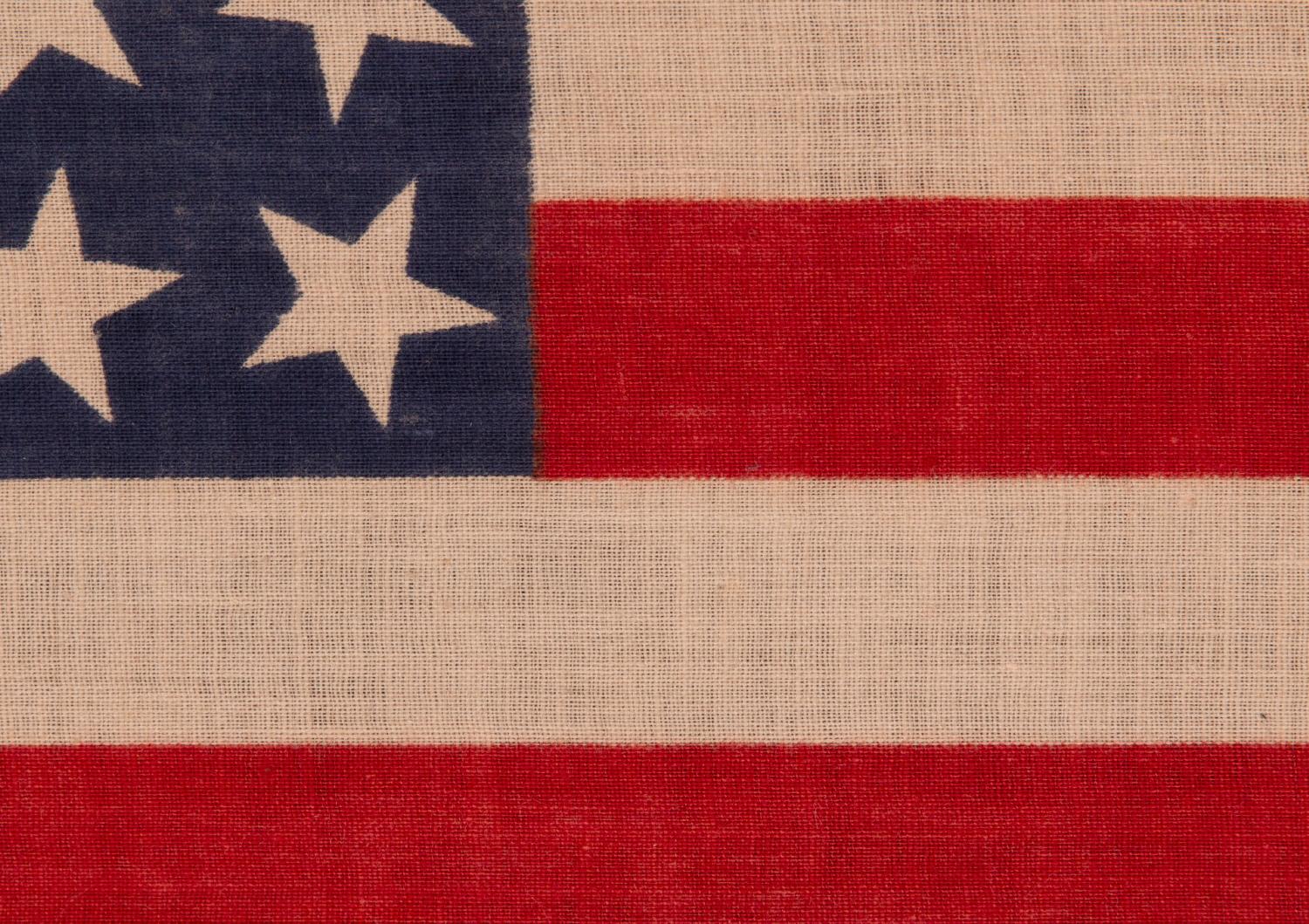 Late 19th Century 42 Stars, an Unofficial Star Count on an Antique American Flag, Scattered Stars