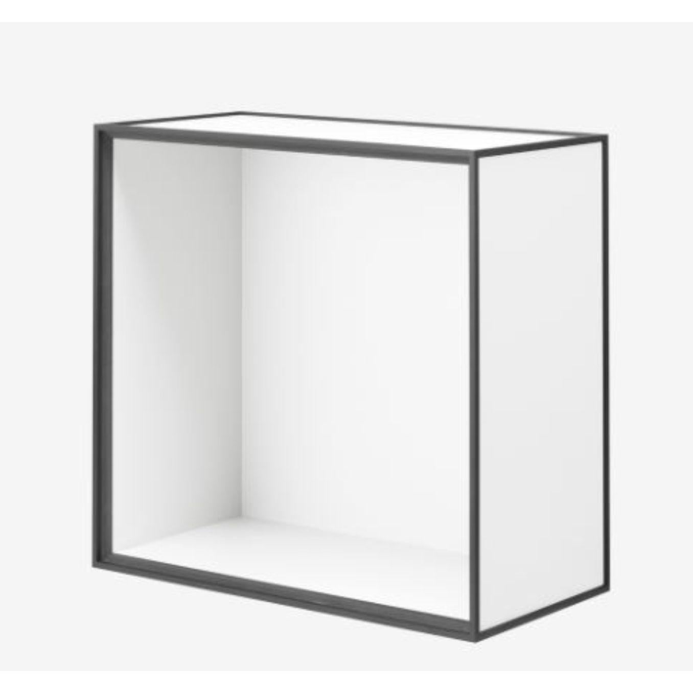 42 White frame box by Lassen
Dimensions: D 42 x W 21 x H 42 cm 
Materials: Finér, Melamin, Melamin, Melamine, Metal, Veneer
Also available in different colours and dimensions. 
Weight: 10.5 Kg.


By Lassen is a Danish design brand focused on