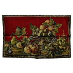 42" x 26" Tapiz francés para colgar en la pared Jacquard Aubusson Naturaleza muerta de frutas Rojo