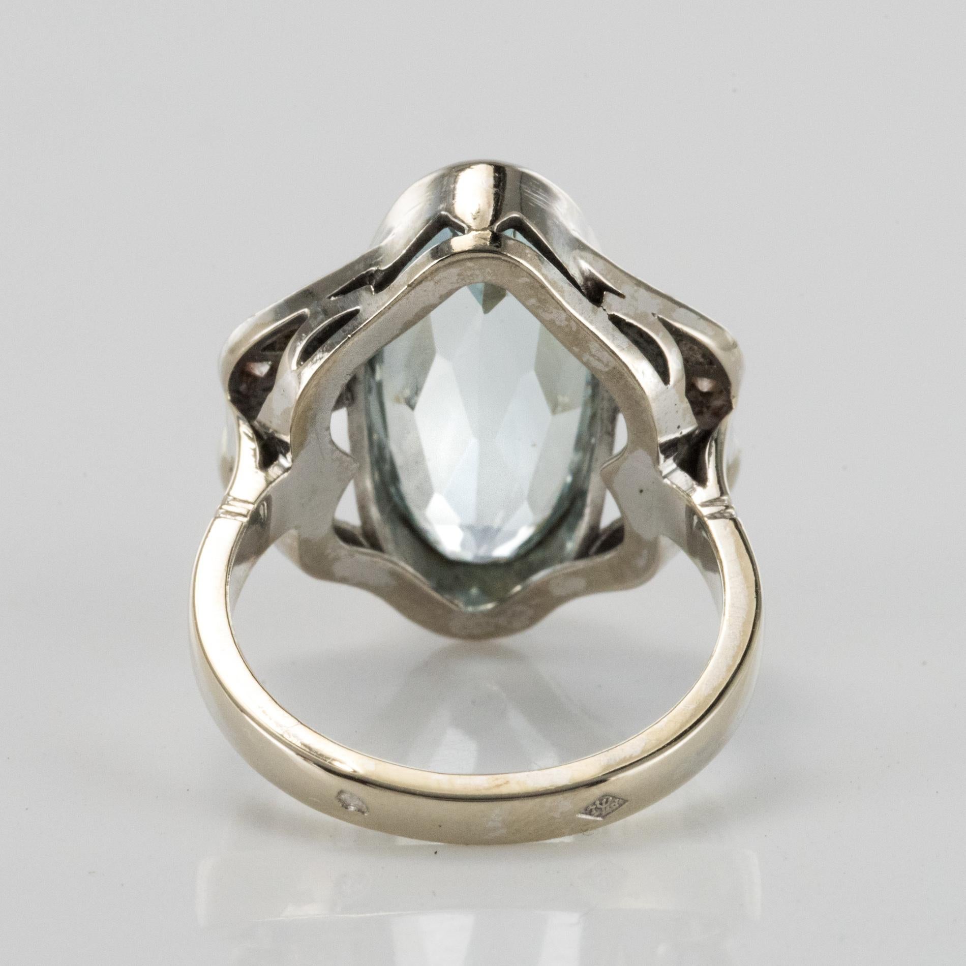 Women's 4.20 Carat Aquamarine Diamonds 18 Karat White Gold Ring