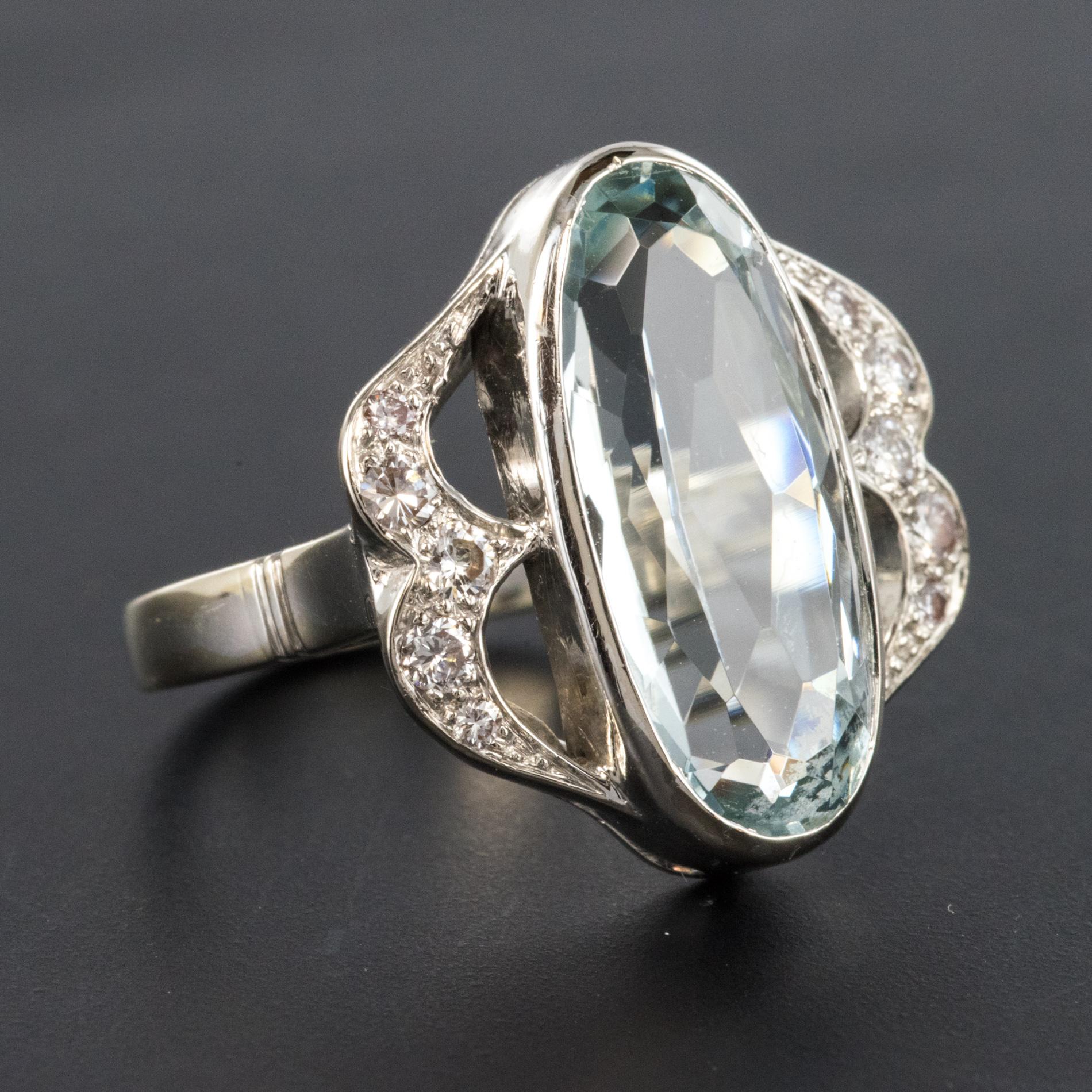 4.20 Carat Aquamarine Diamonds 18 Karat White Gold Ring 2