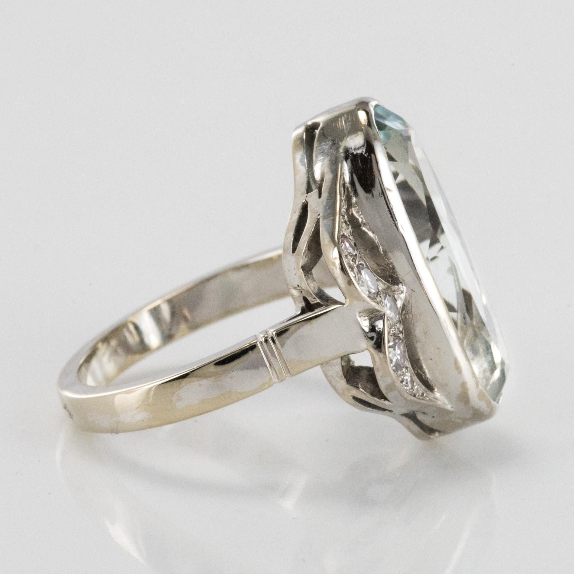 4.20 Carat Aquamarine Diamonds 18 Karat White Gold Ring 3
