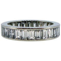 4.20 Carat Baguette Cut Diamond Full Eternity Ring, F/G Color, Platinum Setting