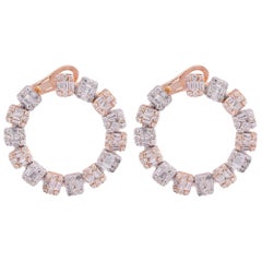 4.20 Carat Baguette Diamond 18 Karat Gold Hoop Earrings