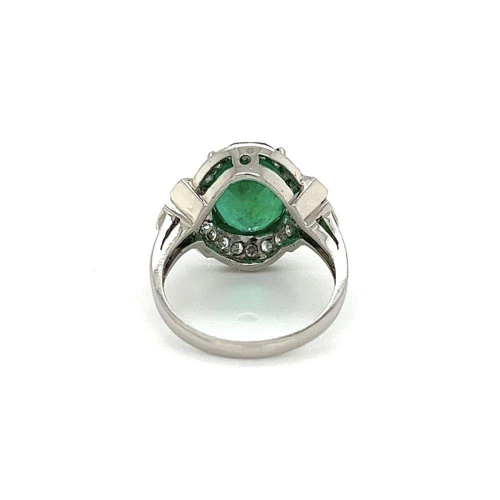 4.20 Carat Columbian Emerald GIA and RBD Diamond Platinum Statement Ring In Excellent Condition For Sale In Montreal, QC