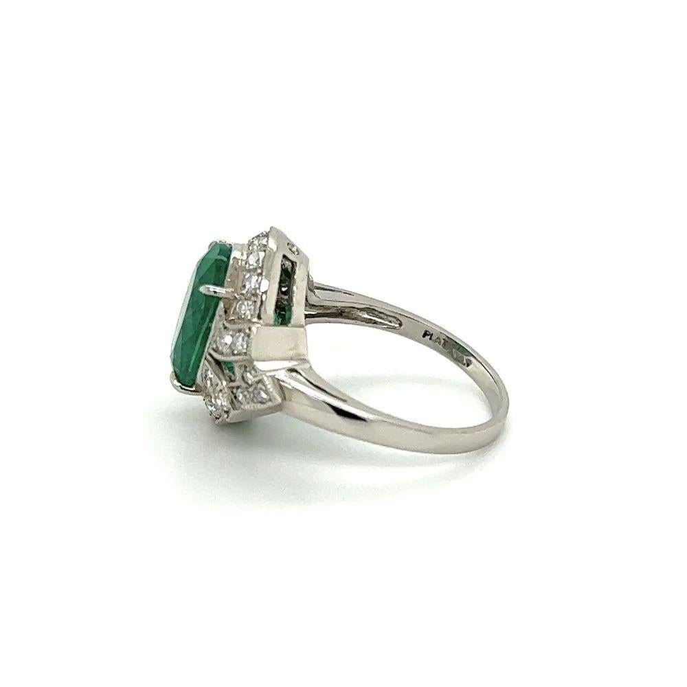 Women's 4.20 Carat Columbian Emerald GIA and RBD Diamond Platinum Statement Ring For Sale