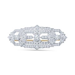 4.20 Carat Diamond 1920's Ornate Brooch in Platinum