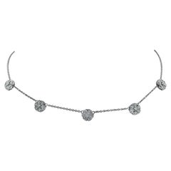 4.20 Carat Diamond Flower Cluster Necklace