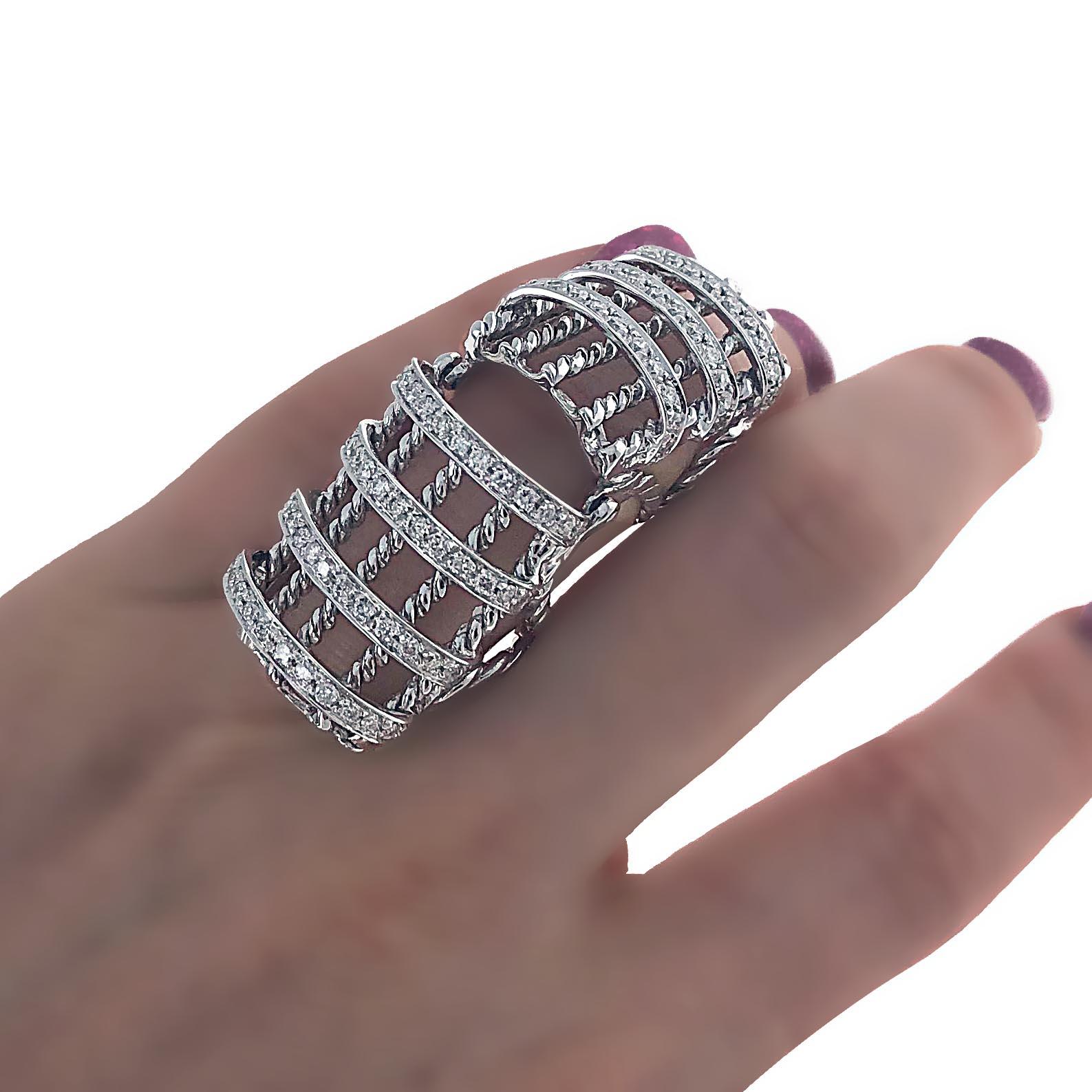 Contemporary 4.20 Carat Diamond Full Finger Fashion Ring For Sale