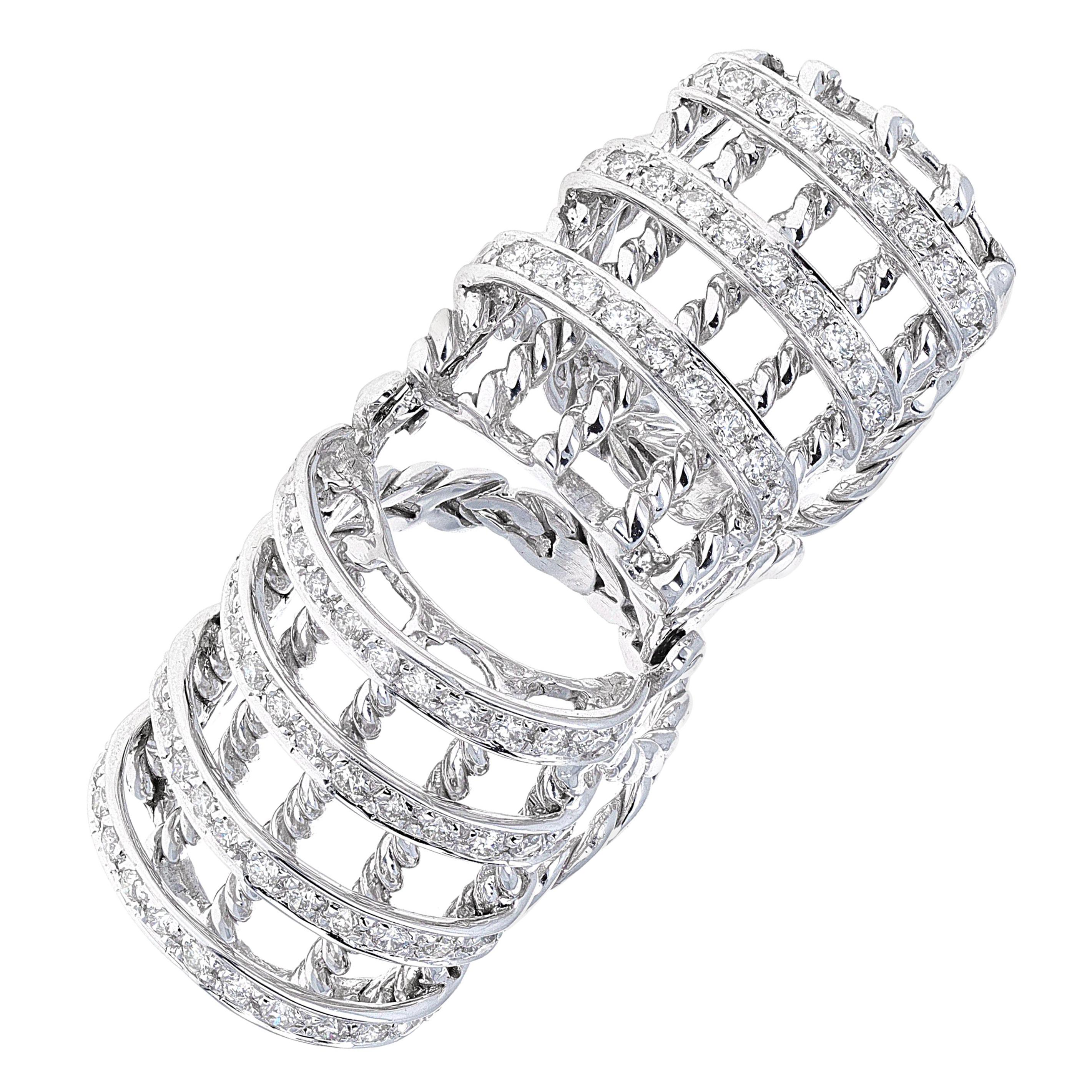 Anillo de moda de dedo completo con diamantes de 4,20 quilates