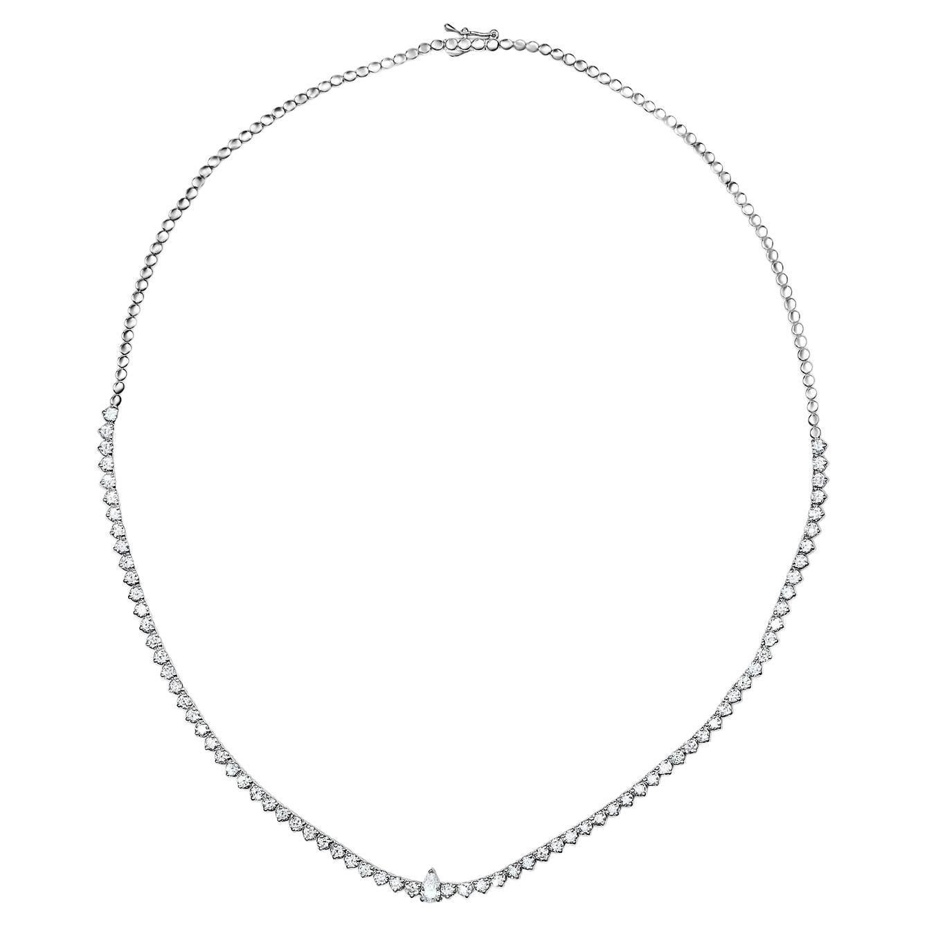 4.20 Carat Diamond Lor Collier Necklace in 14 Karat White Gold, Shlomit Rogel For Sale