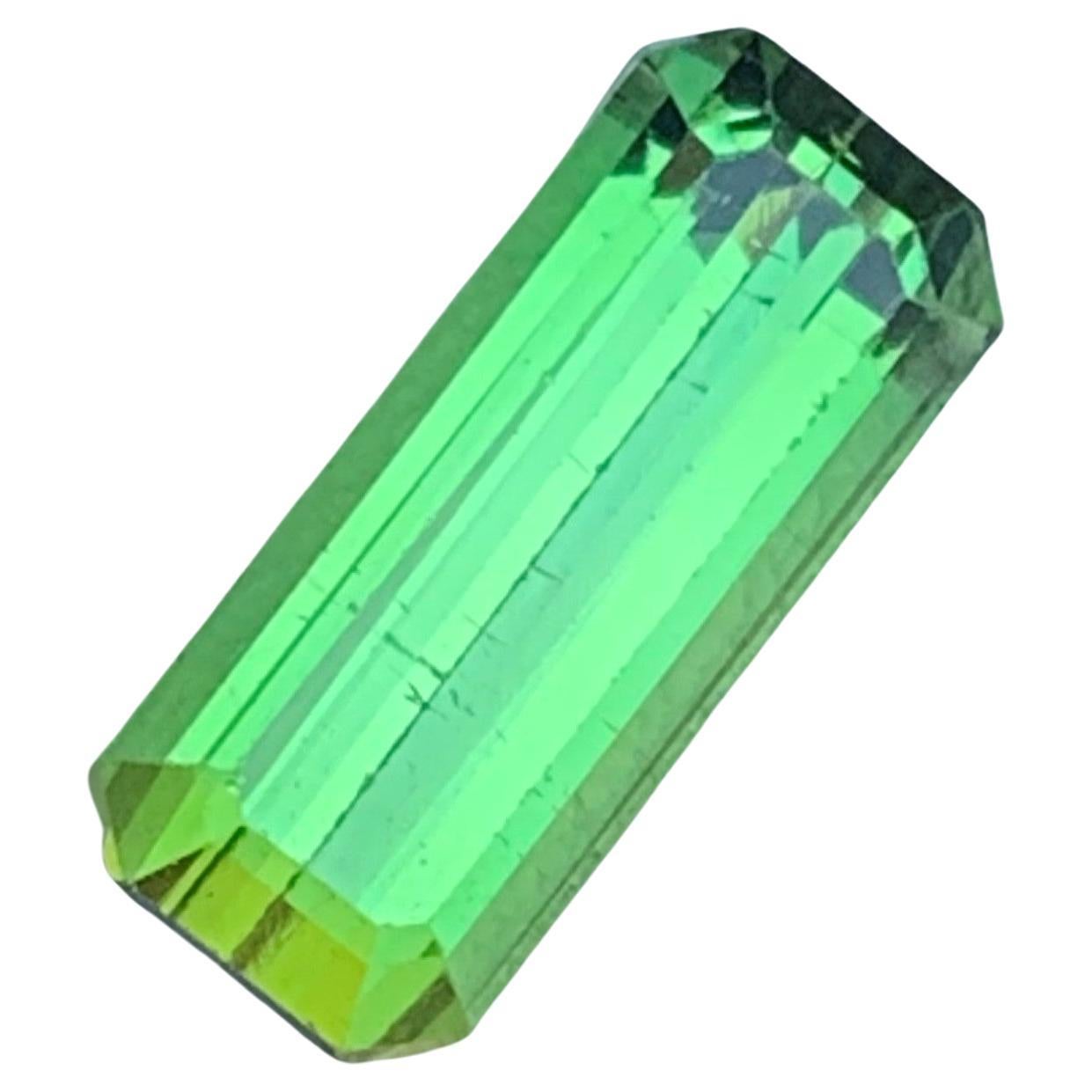 4.20 Carat Long Emerald Cut Natural Green Loose Tourmaline Emerald Cut For Sale