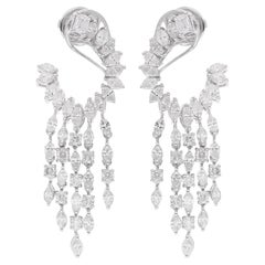 Pendientes de diamantes talla marquesa redonda y esmeralda de 4,20 quilates y oro blanco de 18 quilates