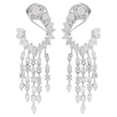 4.20 Carat Marquise Round 
Emerald Cut Diamond Earrings 18 Karat White Gold
