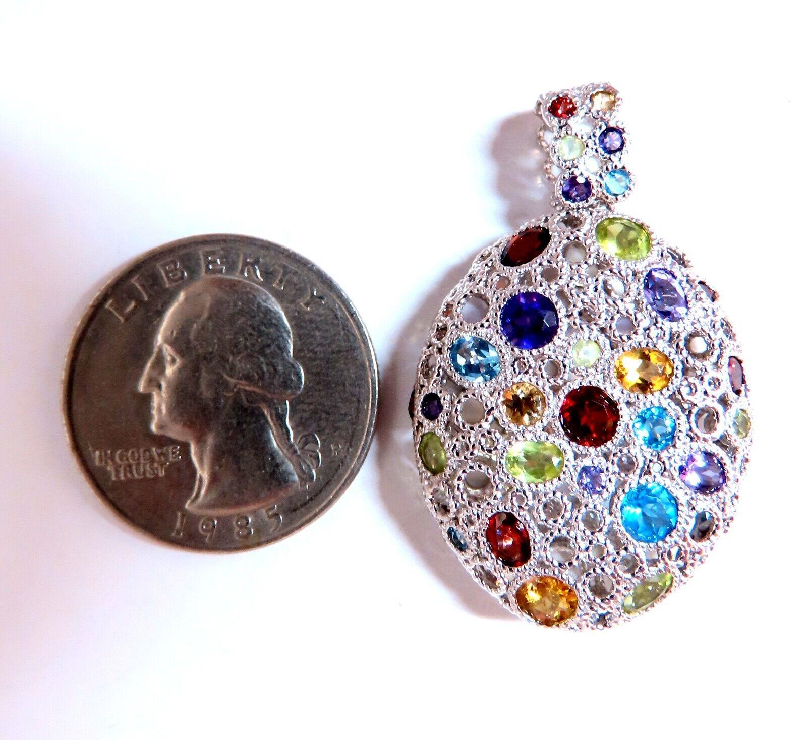 4,20 Karat natürlicher Amethyst Citrin Topas Granat Peridot Eiförmiger Anhänger 14kt für Damen oder Herren