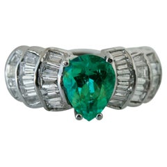 4.20 Quilates Esmeralda Colombiana Natural Anillo de Diamantes 14 Kilates