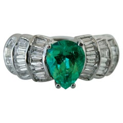 4.20 Carat Natural Colombian Emerald Diamond Estate Ring 14 Karat