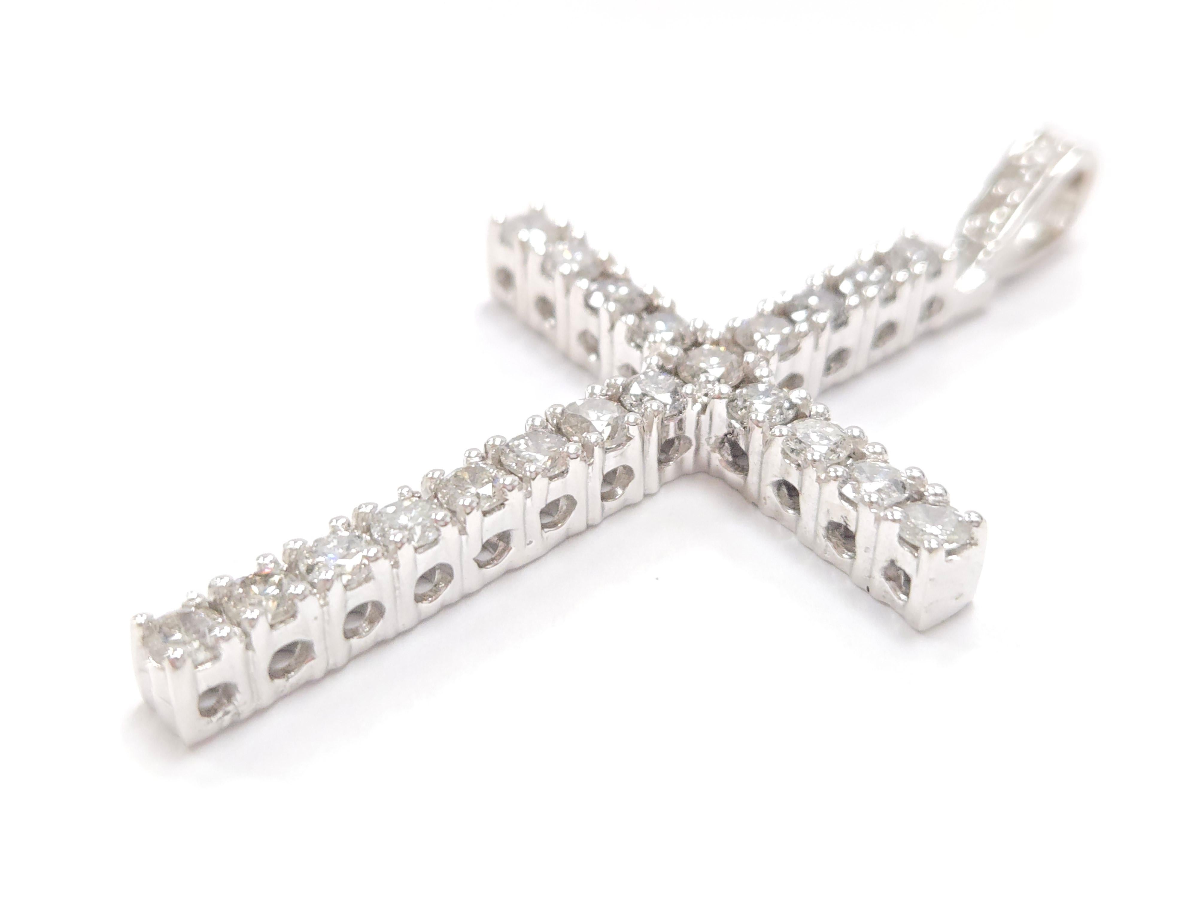 4.20 Carat Natural Diamond Cross Pendant 14 Karat White Gold 1