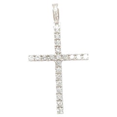 4.20 Carat Natural Diamond Cross Pendant 14 Karat White Gold