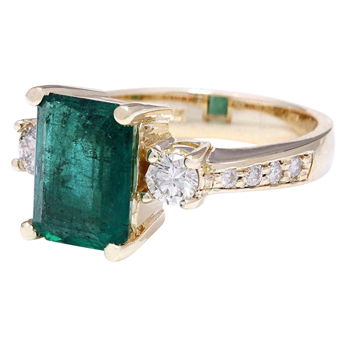 4.20 Carat Natural Emerald 14K Solid Yellow Gold Diamond Ring
 Item Type: Ring
 Item Style: Engagement
 Material: 14K Yellow Gold
 Mainstone: Emerald
 Stone Color: Green
 Stone Weight: 3.20 Carat
 Stone Shape: Emerald
 Stone Quantity: 1
 Stone