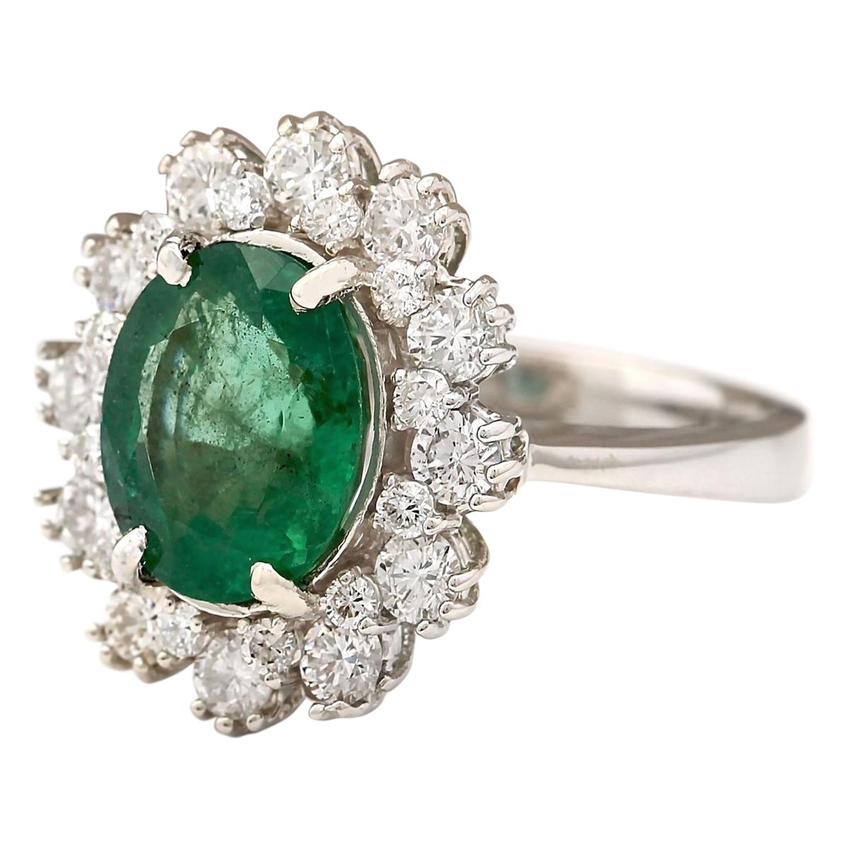 Stamped: 14K White Gold
Total Ring Weight: 5.8 Grams
Emerald Weight is 3.10 Carat (Measures: 10.00x8.00 mm)
Diamond Weight is 1.10 Carat
Color: F-G, Clarity: VS2-SI1
Face Measures: 18.00x15.60 mm
Sku: [703861W]