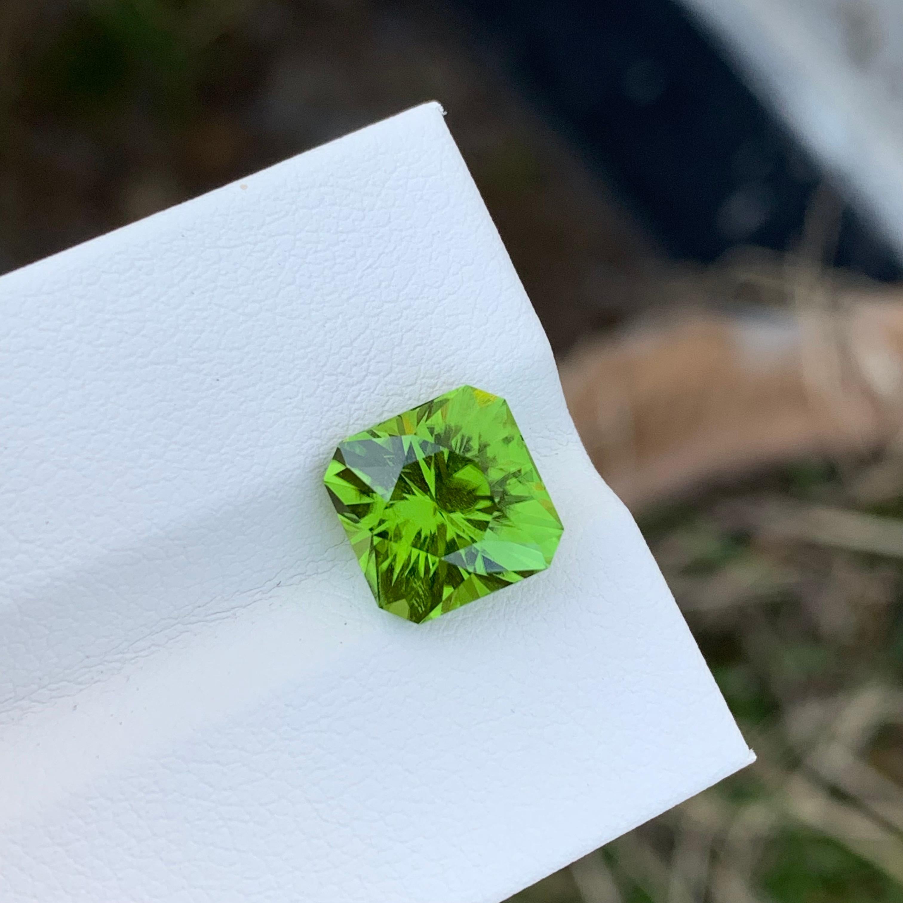 Loose Peridot
Weight: 4.20 Carats
Dimension: 8.8 x 8.8 x 6.7 Mm
Colour: Green
Origin: Supat Valley, Pakistan
Shape: Cushion
Certificate: On Demand
Treatment: Non

Peridot, a vibrant and lustrous gemstone, has been cherished for centuries for its