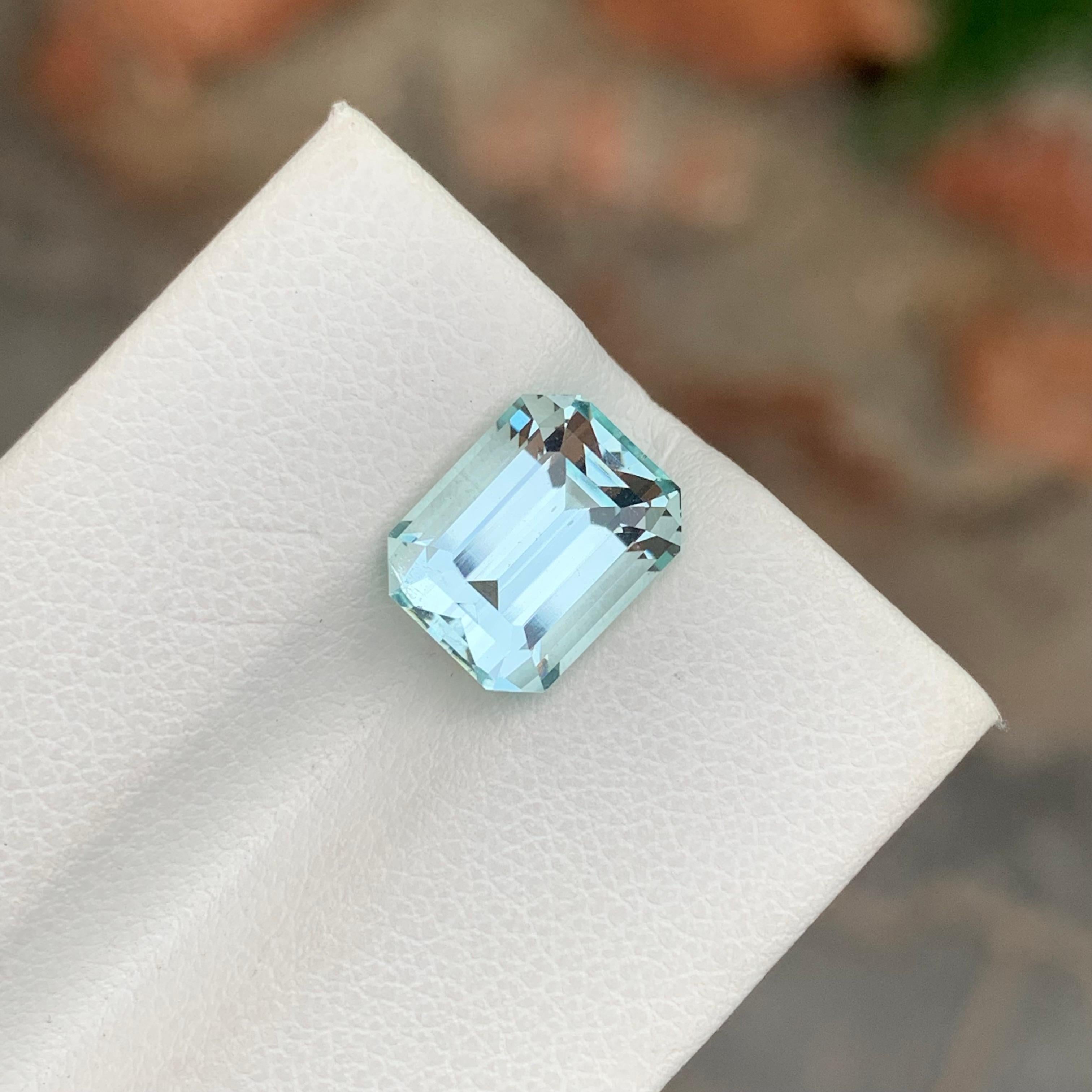 4.20 Karat natürlicher loser Aquamarin Smaragd Form Edelstein im Angebot 5