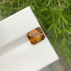 4,20 Karat Natürlicher loser Citrin Honey Color aus Brasilien Smaragdschliff Edelstein