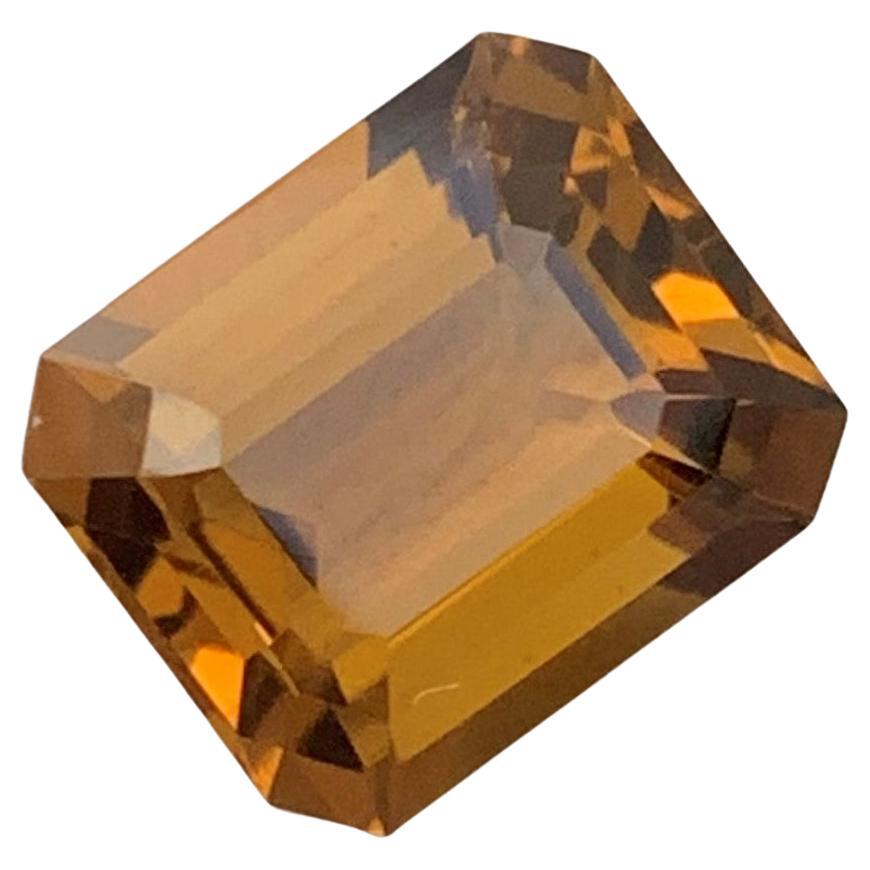 4.20 Carat Natural Loose Citrine Honey Color from Brazil Emerald Cut Gemstone For Sale