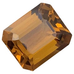 4.20 Carat Natural Loose Citrine Honey Color from Brazil Emerald Cut Gemstone